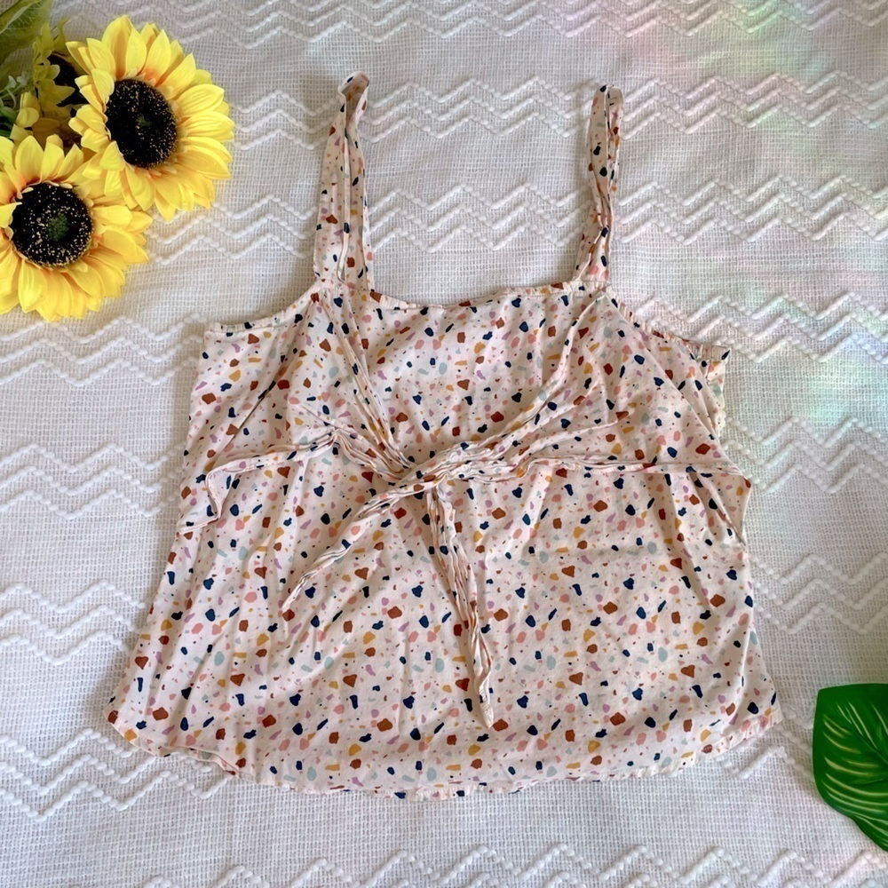 Madewell Terrazo Print Tie Front Top - Picture 2 of 4